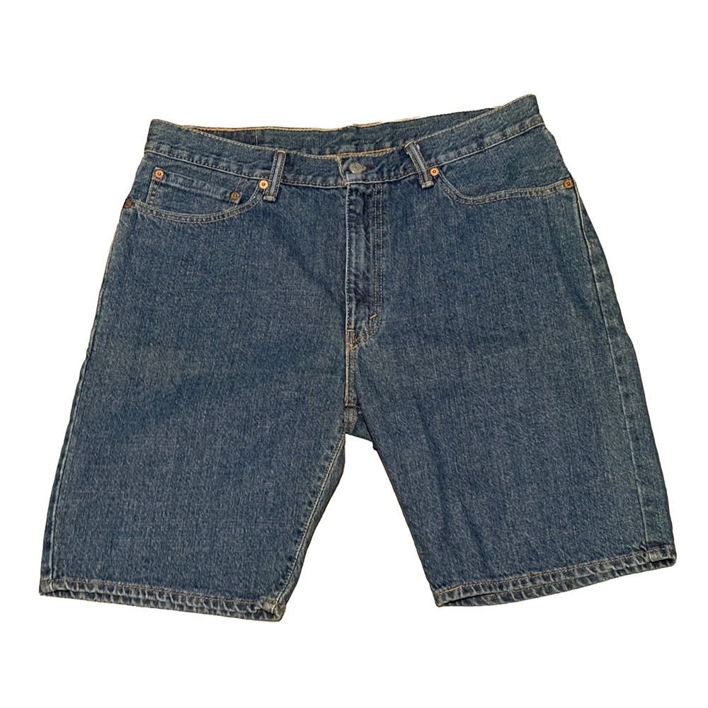 Levi's 505 Denim Shorts Mens 36 Blue Regular Fit Straight Leg Medium Wash
